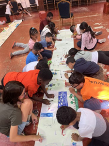 Children making art